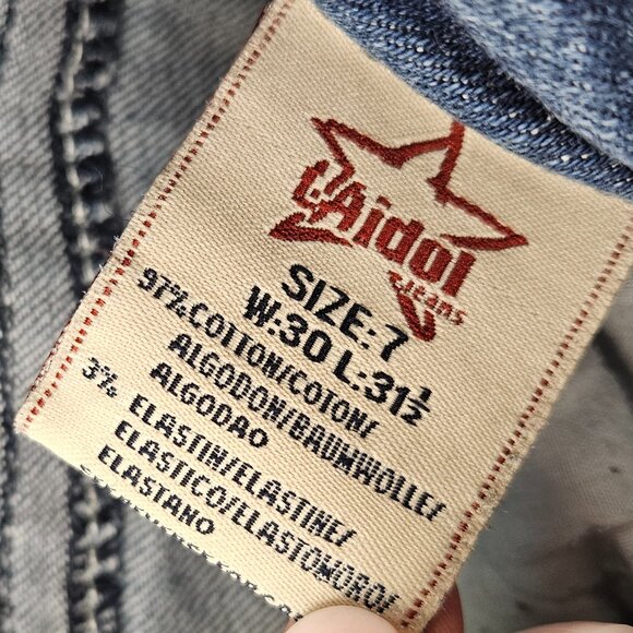 LA Idol Jean Shorts Womens 30 (29x2) Blue Jorts Cut Offs Embellished Embroidered - Picture 8 of 16